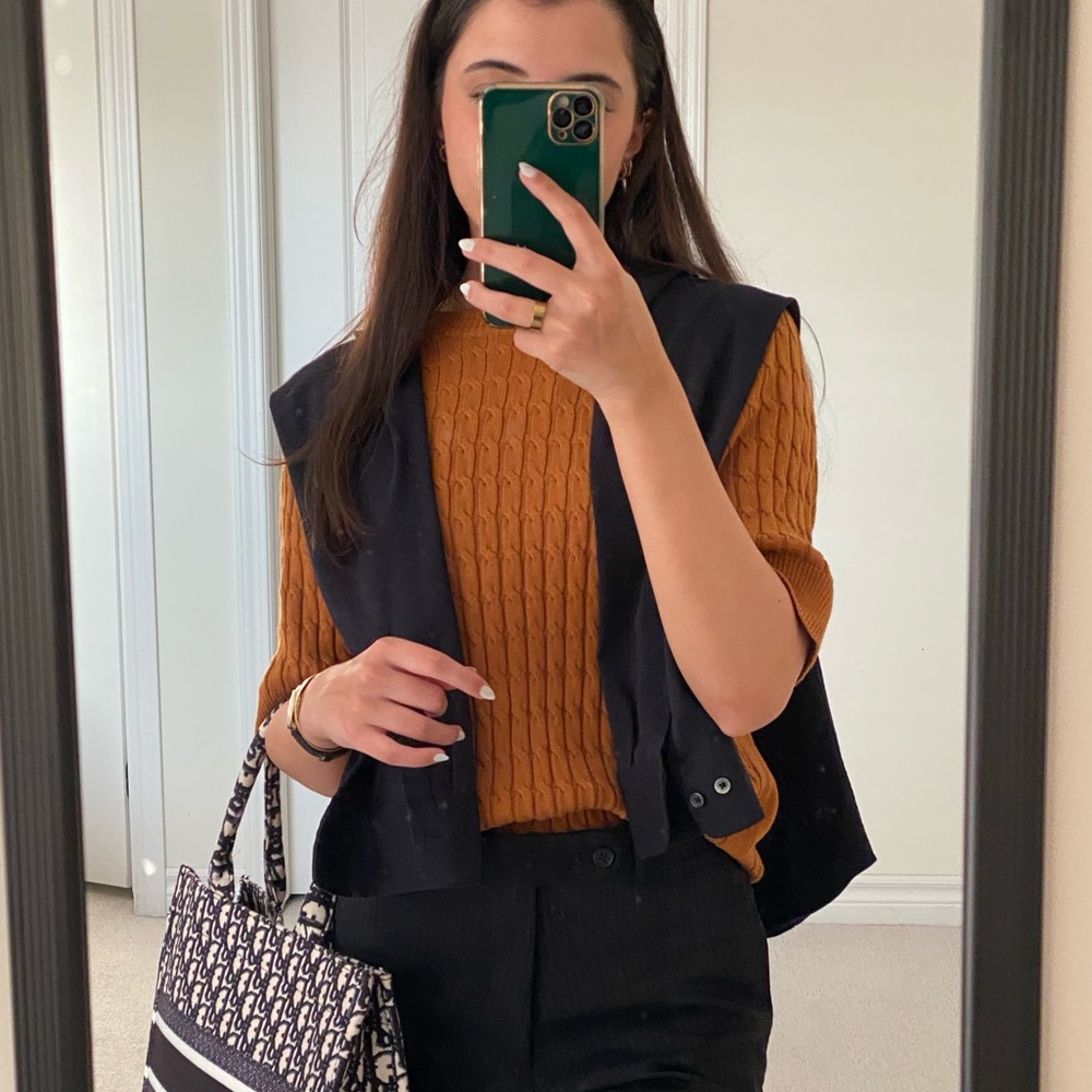 Rust/ Mustard mid sleeve sweater